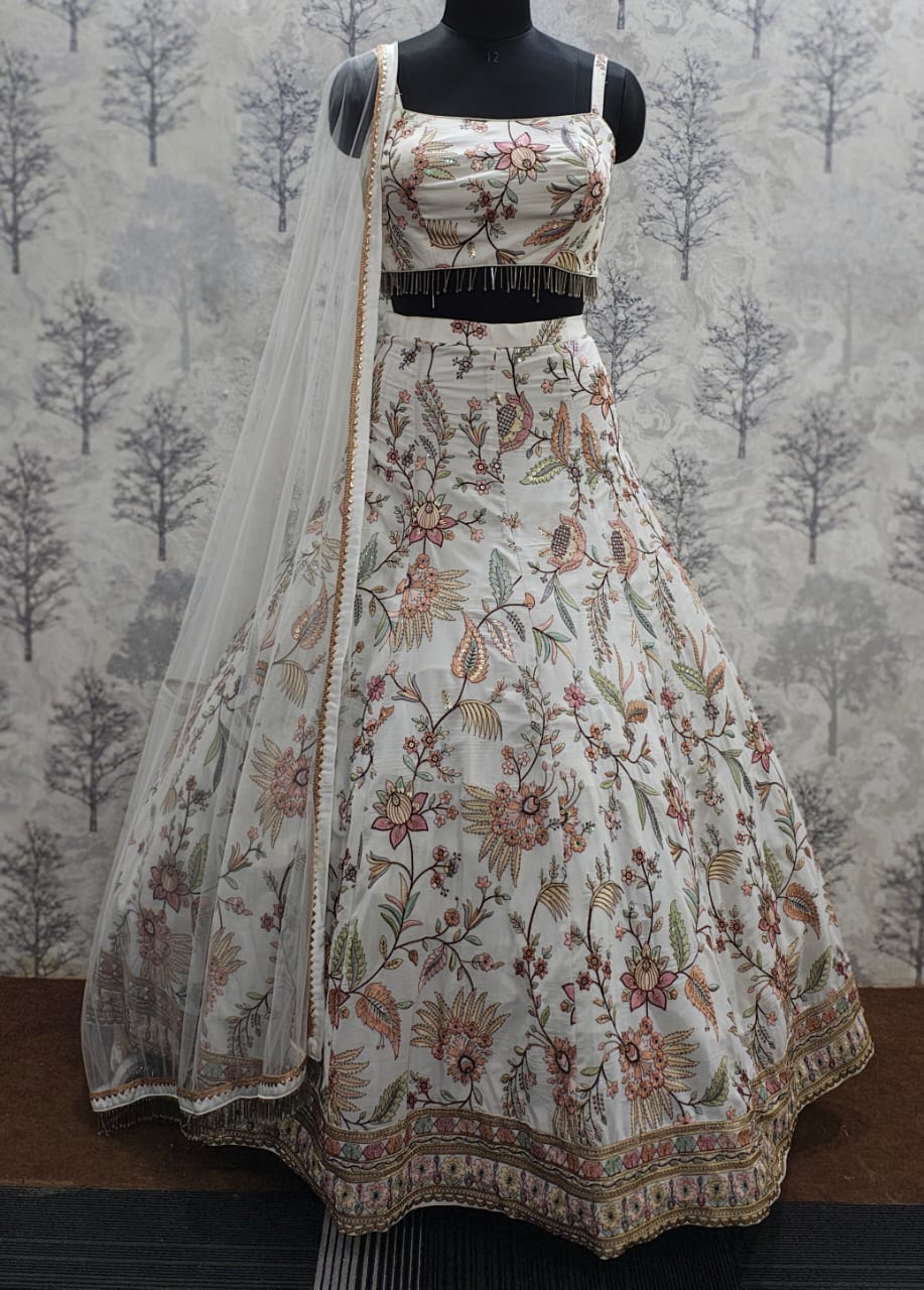 Ivory Dream Floral Embroidered Lehenga Set
