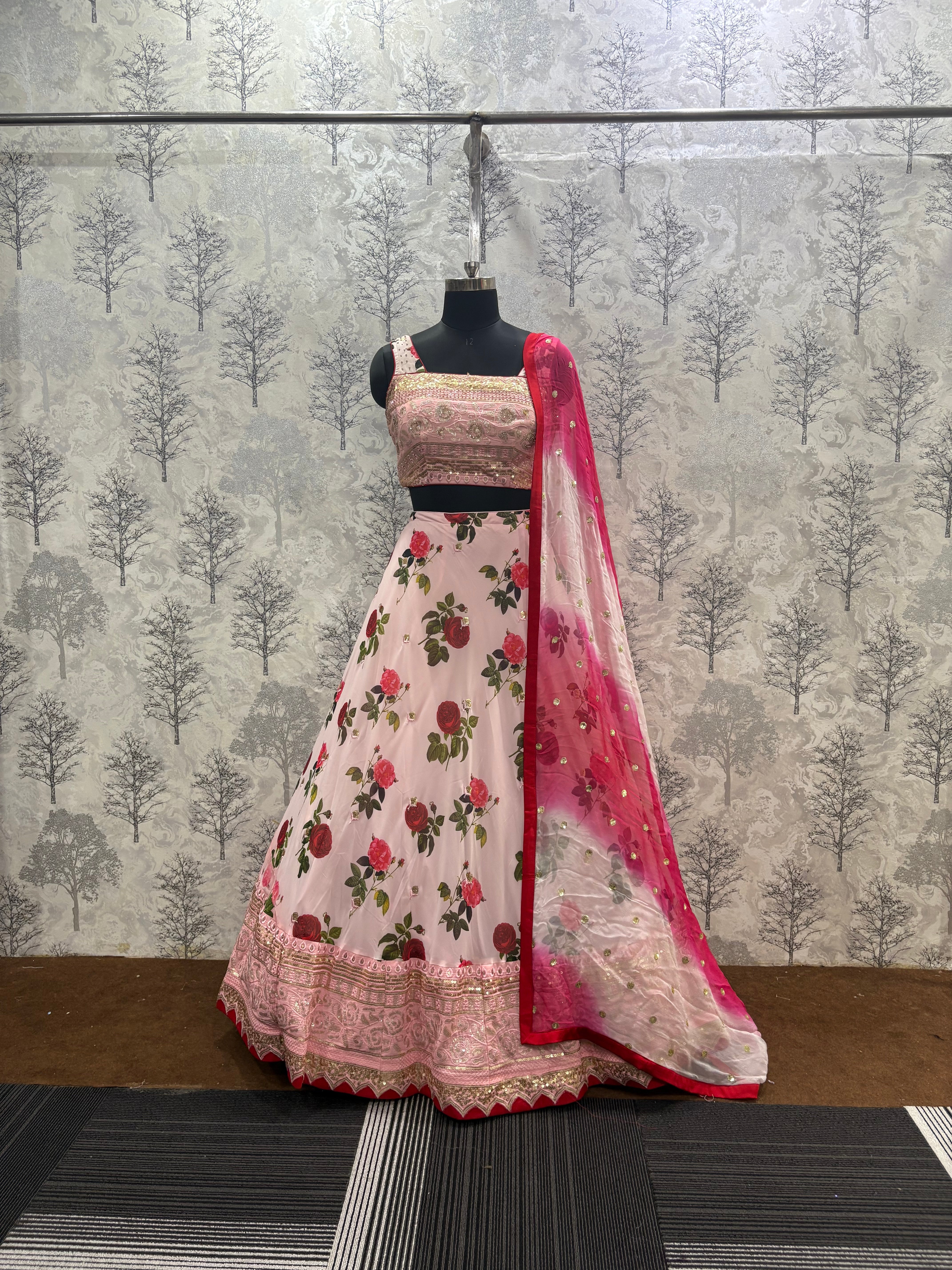 Printed Chinnon Lehengas, pocket friendly, a definition of looks