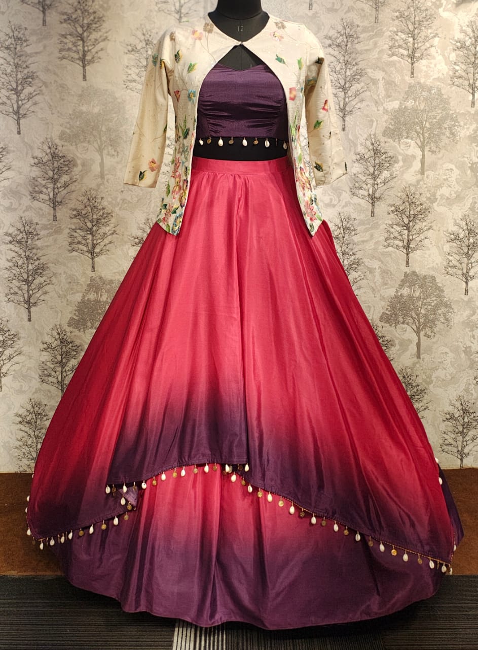 Ombre Elegant Indo-Western Dress – Red &amp;amp; Ivory